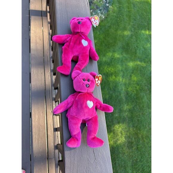 Ty Valentina the Red Bear Beanie Baby Twin Bundle (2) Rare With Tag Errors - Picture 6 of 10